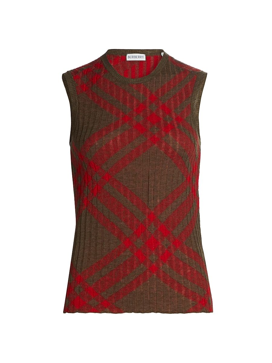 Women's Check Mohair-Wool Tank - Loch Check - Size Medium