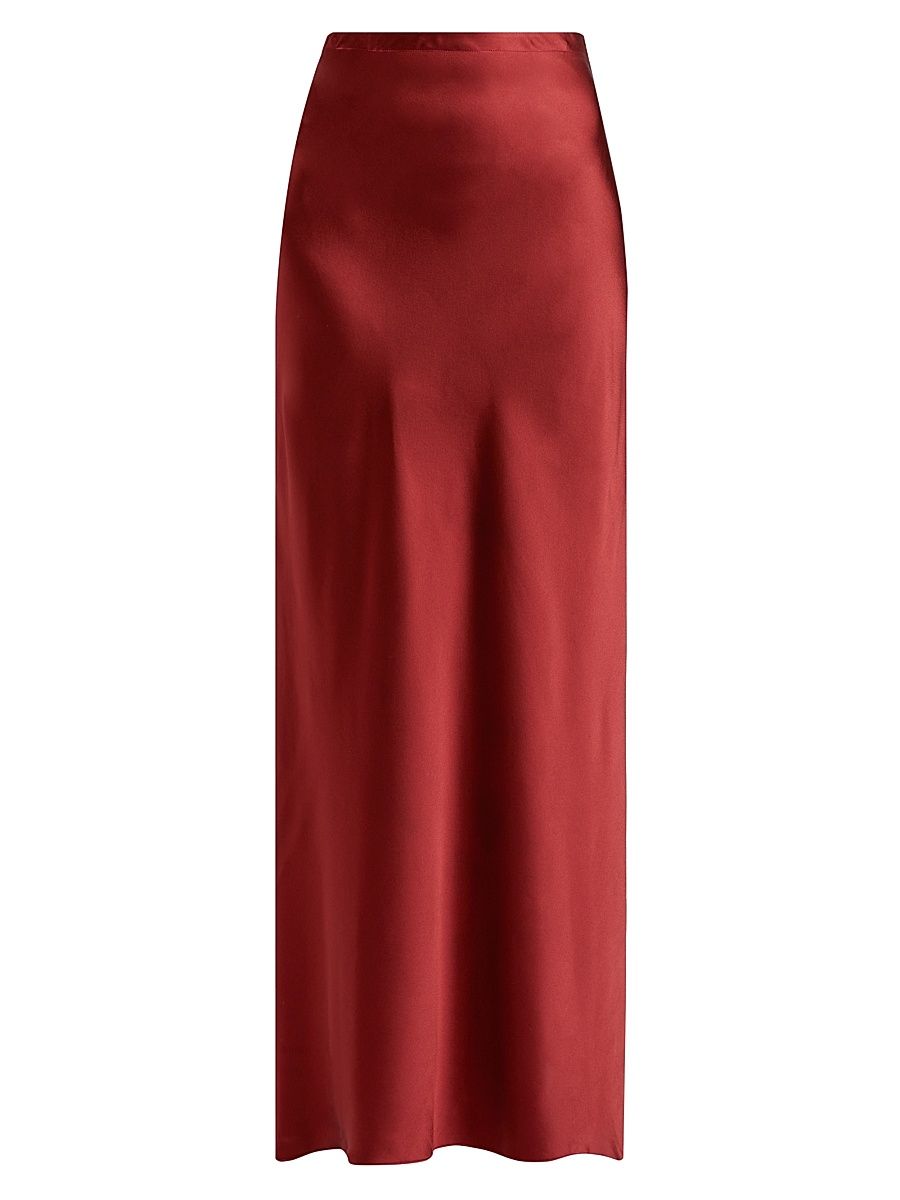 Women's Silk Bias Cut Maxi Skirt - Berry - Size Medium