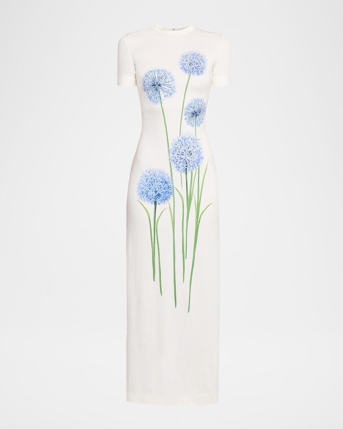 Short-Sleeve Allium Print Jersey Maxi Dress