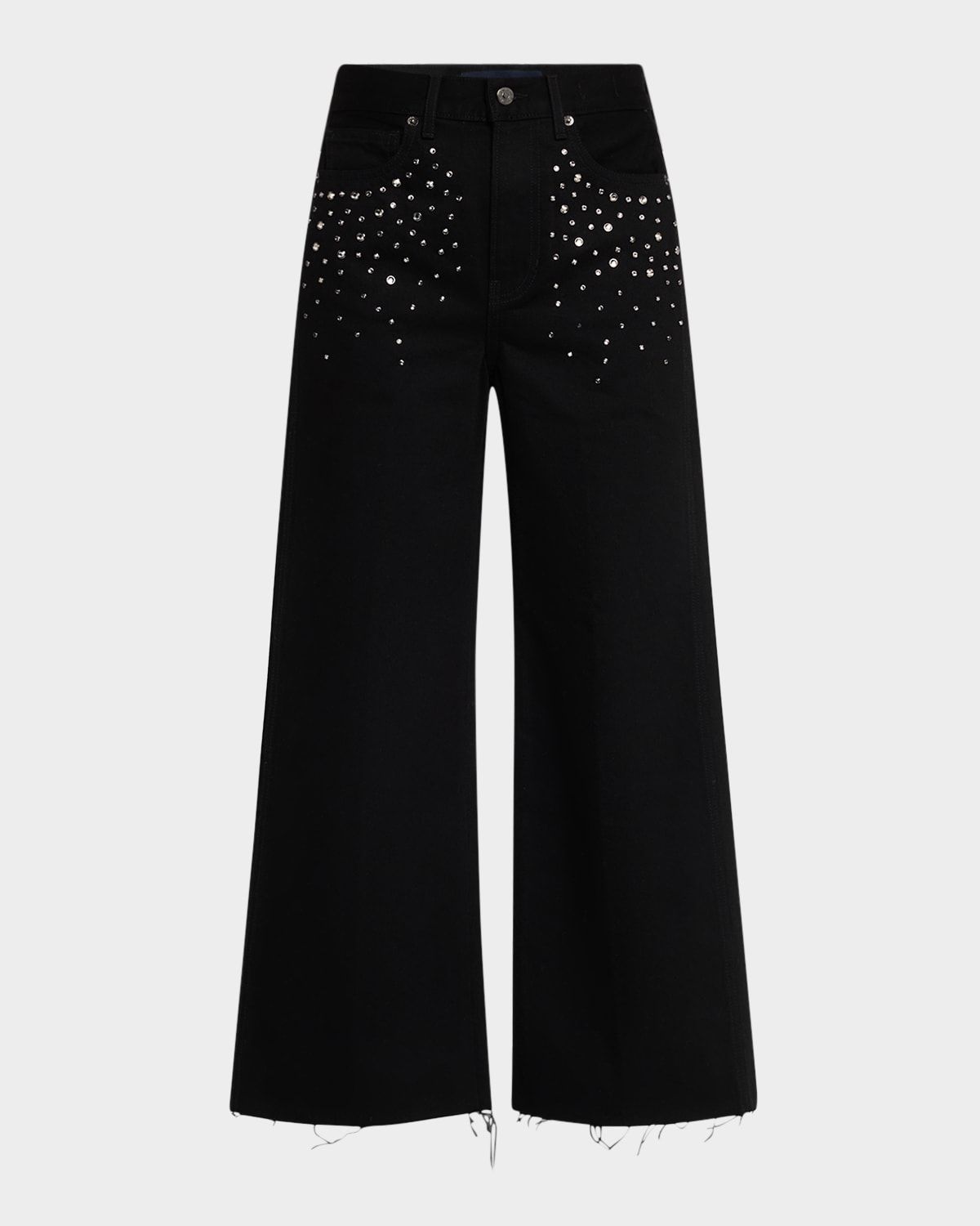 Taylor Cropped High-Rise Wide Embellished Jeans