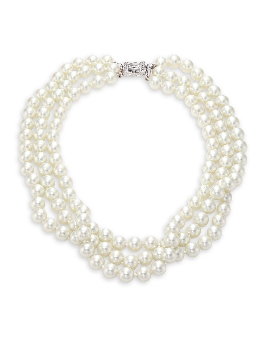 Three Strand Faux-Pearl Necklace - Pearl