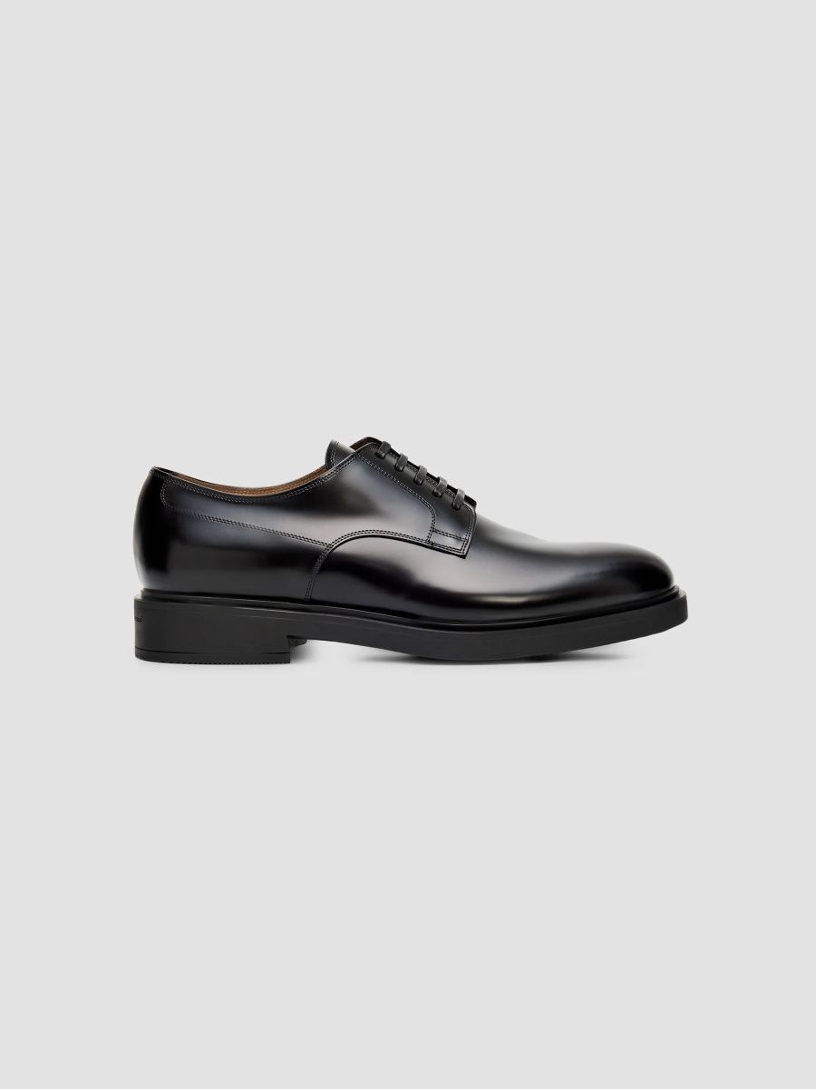 Gianvito Rossi Men's William Smart Antigraffio Leather Derby Shoes - Black - Size 13