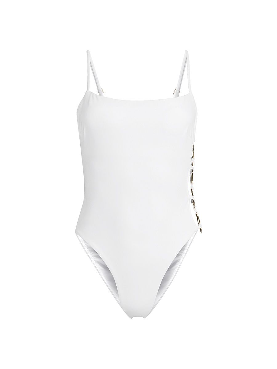Women's Ringside One-Piece Swimsuit - Beige Gold - Size Large