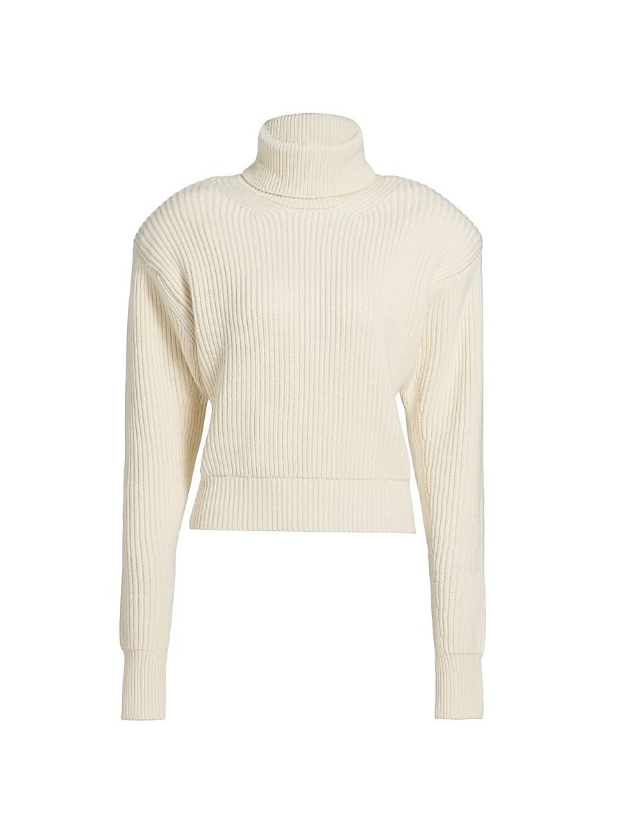 Women's Camilla Rib-Knit Long-Sleeve Turtleneck Top - Ivory - Size Medium