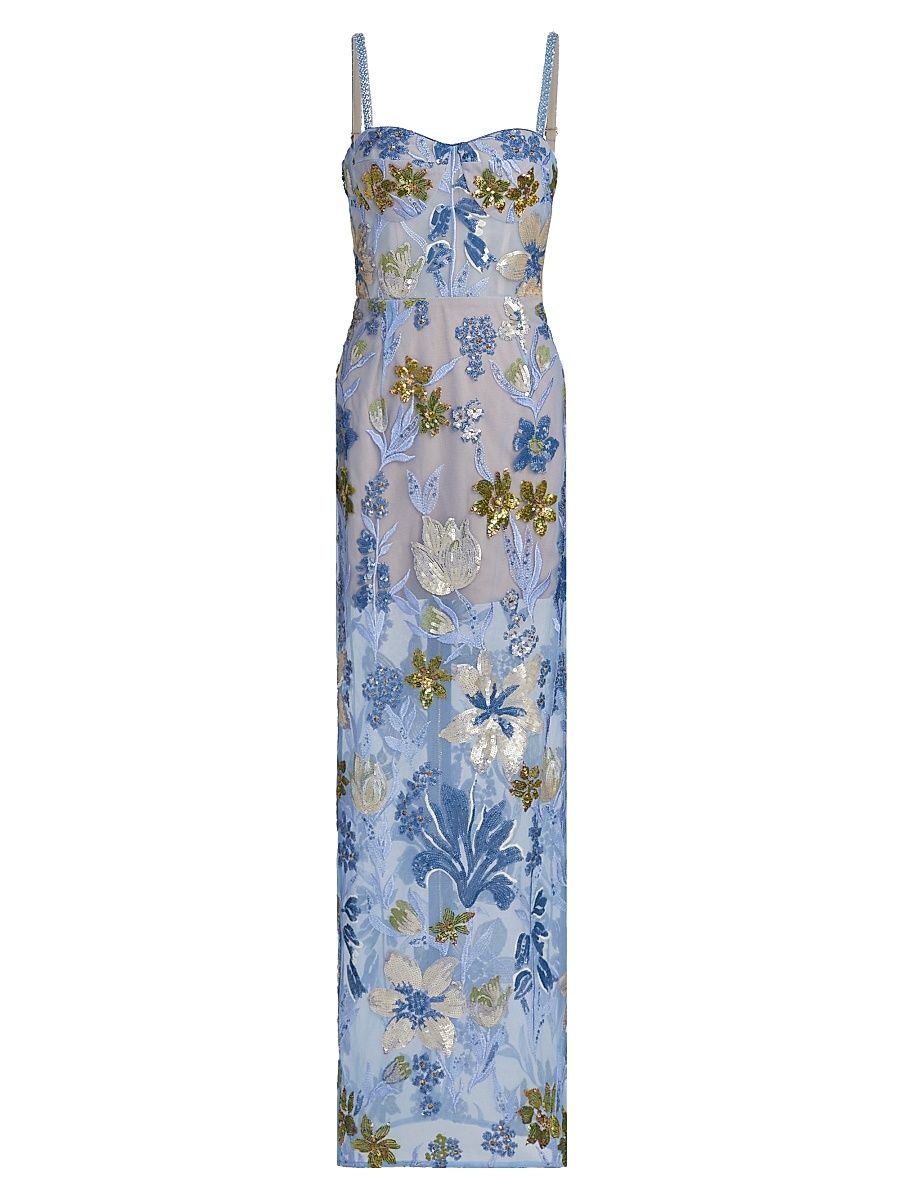 Women's Dahlia Sequin Gown - Baby Blue Multi - Size Medium