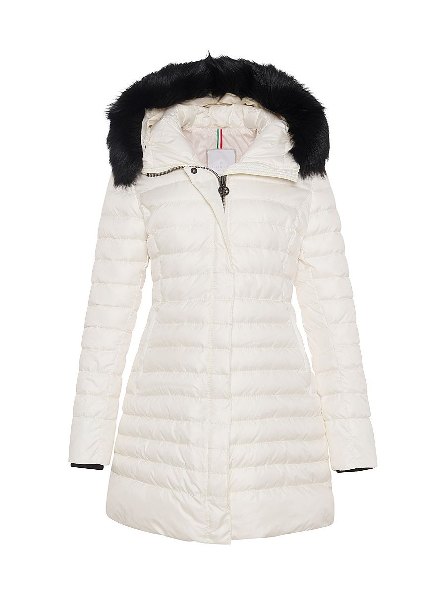 Gorski Women's Apres-Ski Jacket with Detachable Toscana Lamb Hood Trim - Ivory - Size Medium
