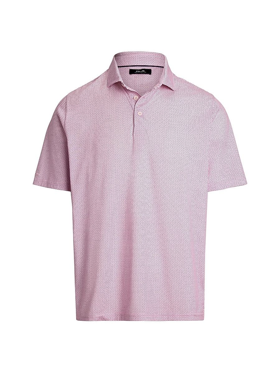 Men's Luxury Perforated Polo Shirt - Carmel Pink Petal Boxes - Size XXL