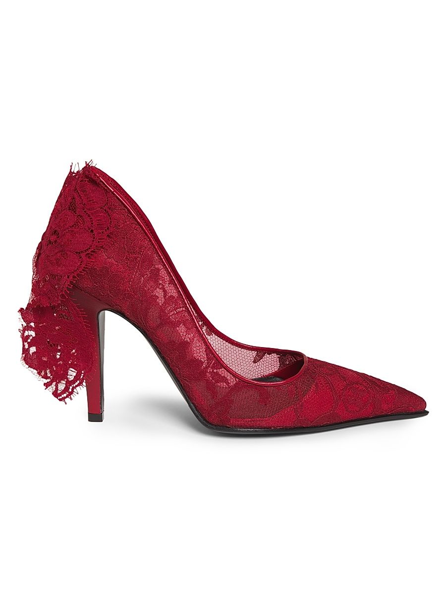 Women's 100MM Lace Pumps - Crimson - Size 8.5