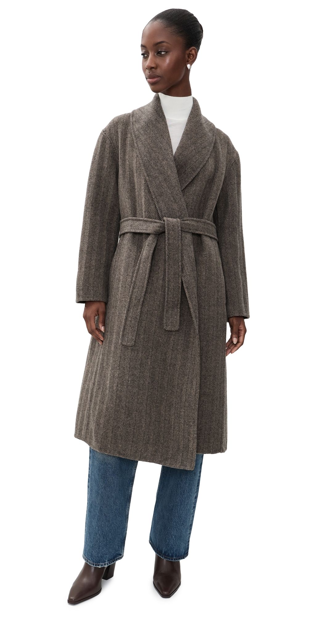 Theory Lux Shawl Coat Mocha Multi L