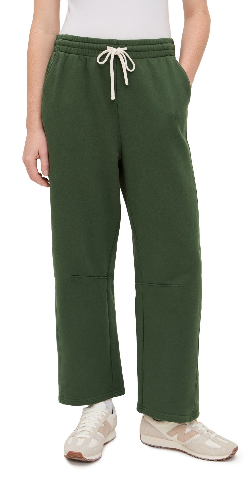 perfectwhitetee Structured Fleece Barrel Pants Fern Green XS
