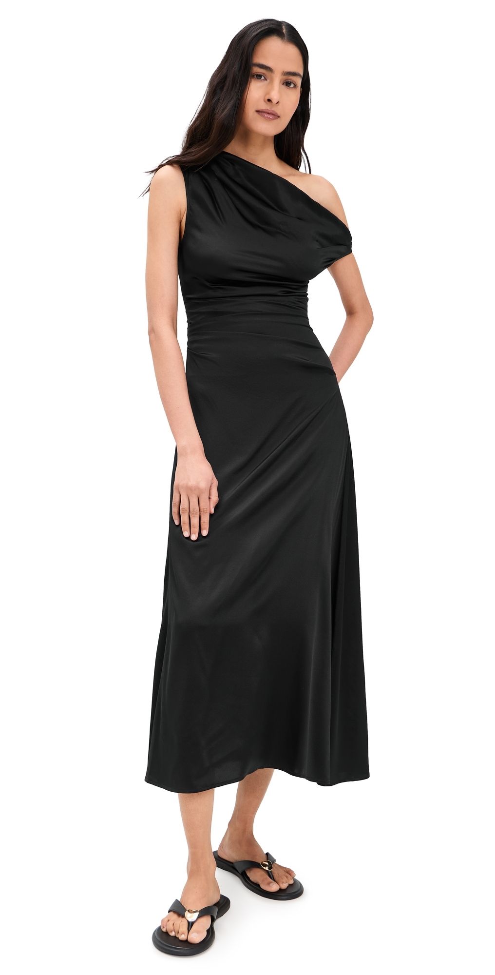 STAUD Phare Silk Dress Black 8