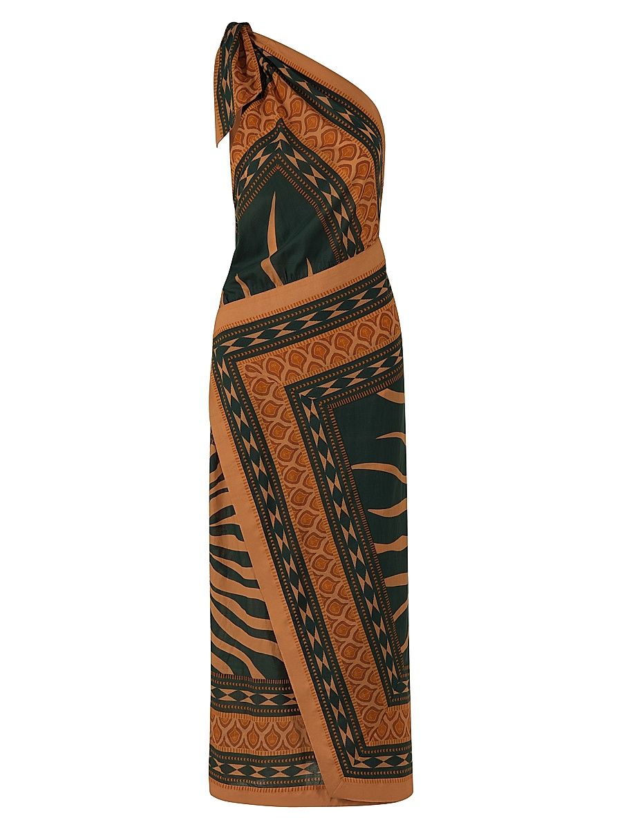 Women's Embracing Courage Cotton Ankle Dress - Dark Green Camel - Size 4