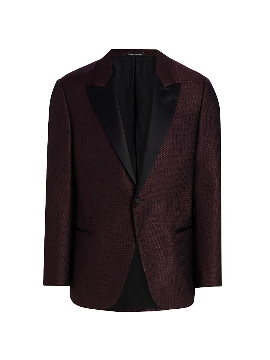 Men's Pin-Dot Dinner Jacket - Merlot - Size 46