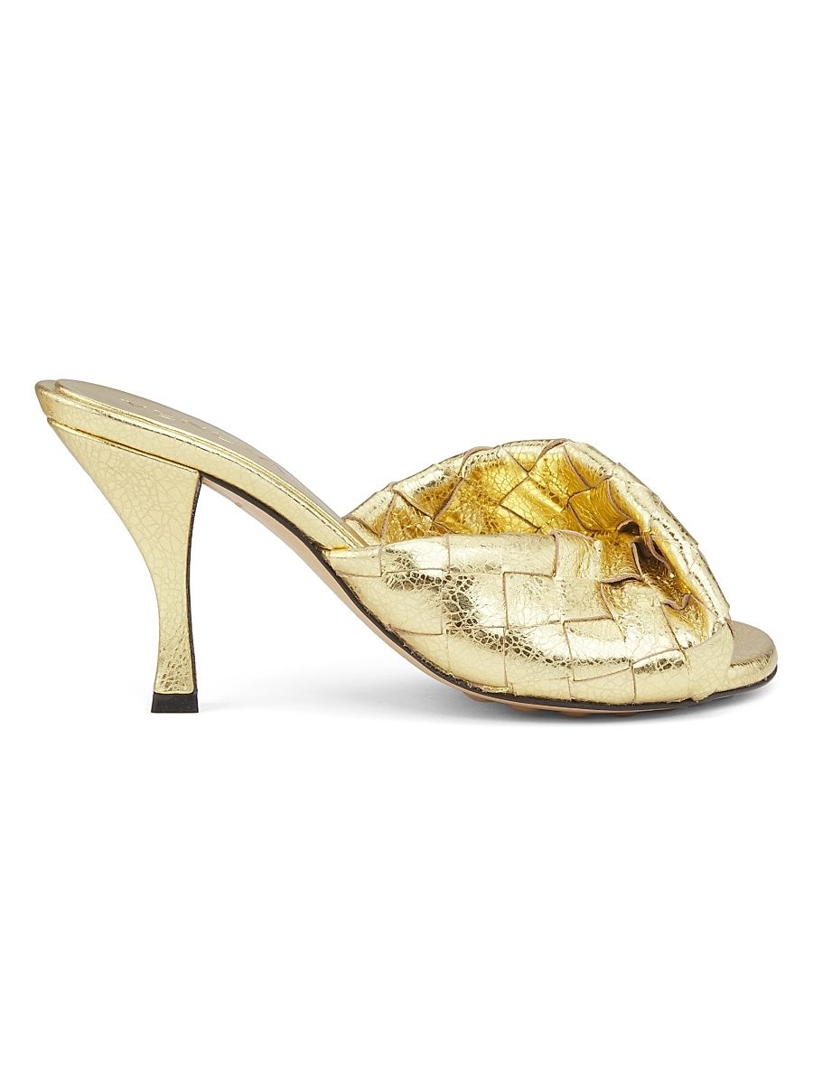 Women's Blink 80MM Metallic Intrecciato Leather Sandals - Gold - Size 10