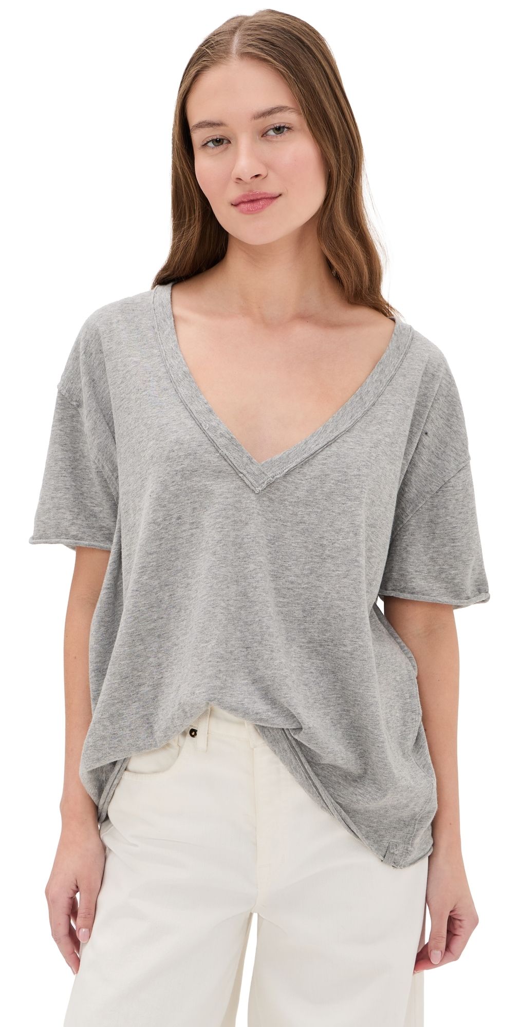 Free People Nina V Tee Heather Grey S