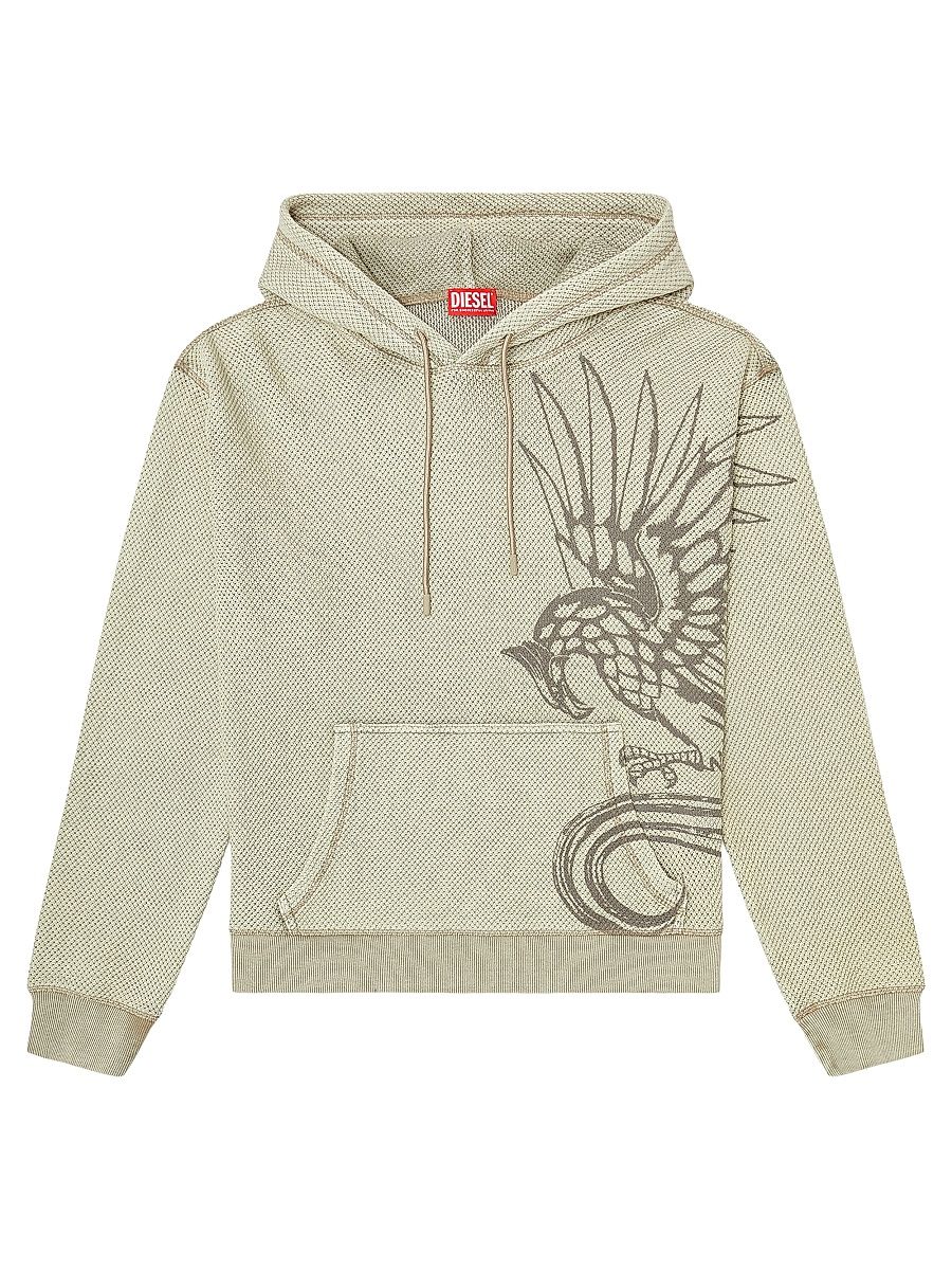 Men's Norm Eagle-Graphic Acid-Wash Mesh Hoodie - Sandy Beige - Size XL