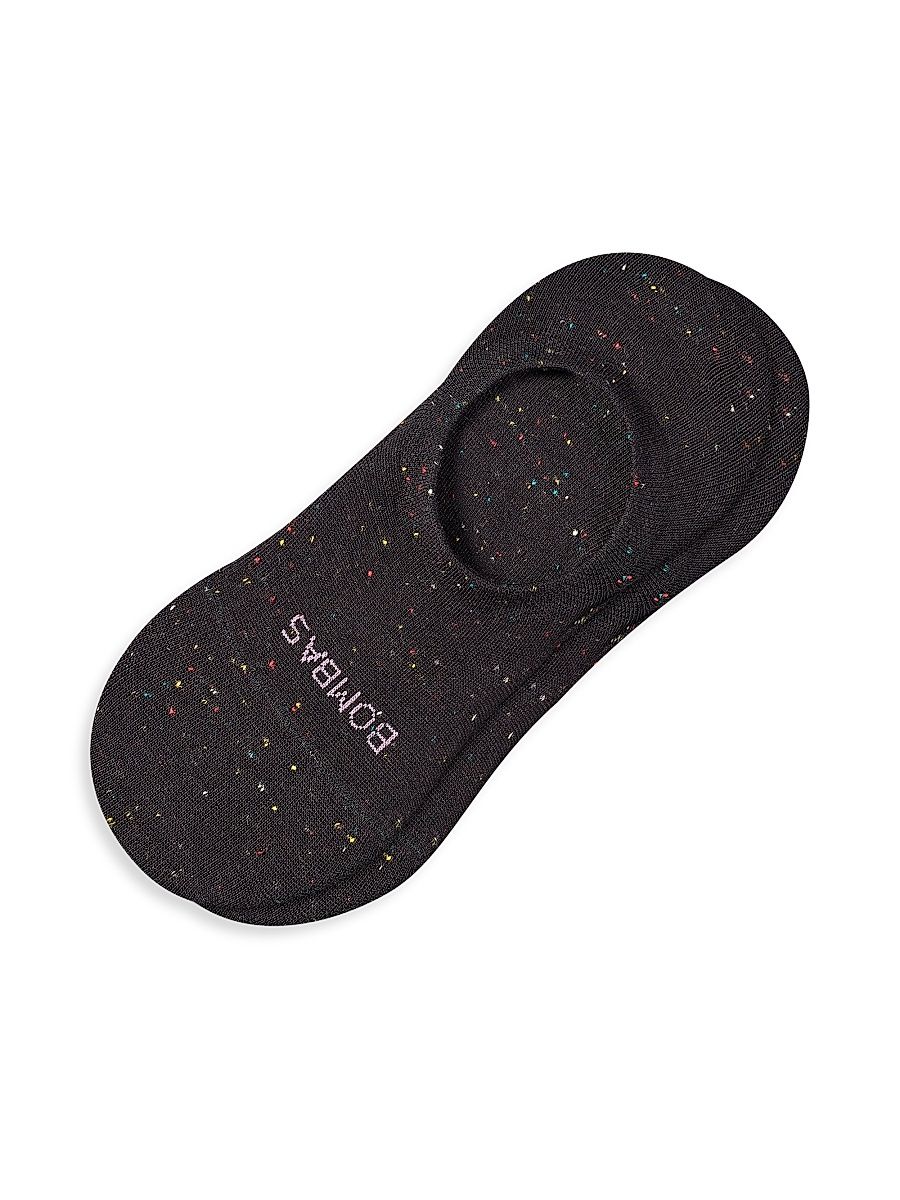 Women's Donegal Speckled Cotton-Blend No-Show Socks - Black - Size Small