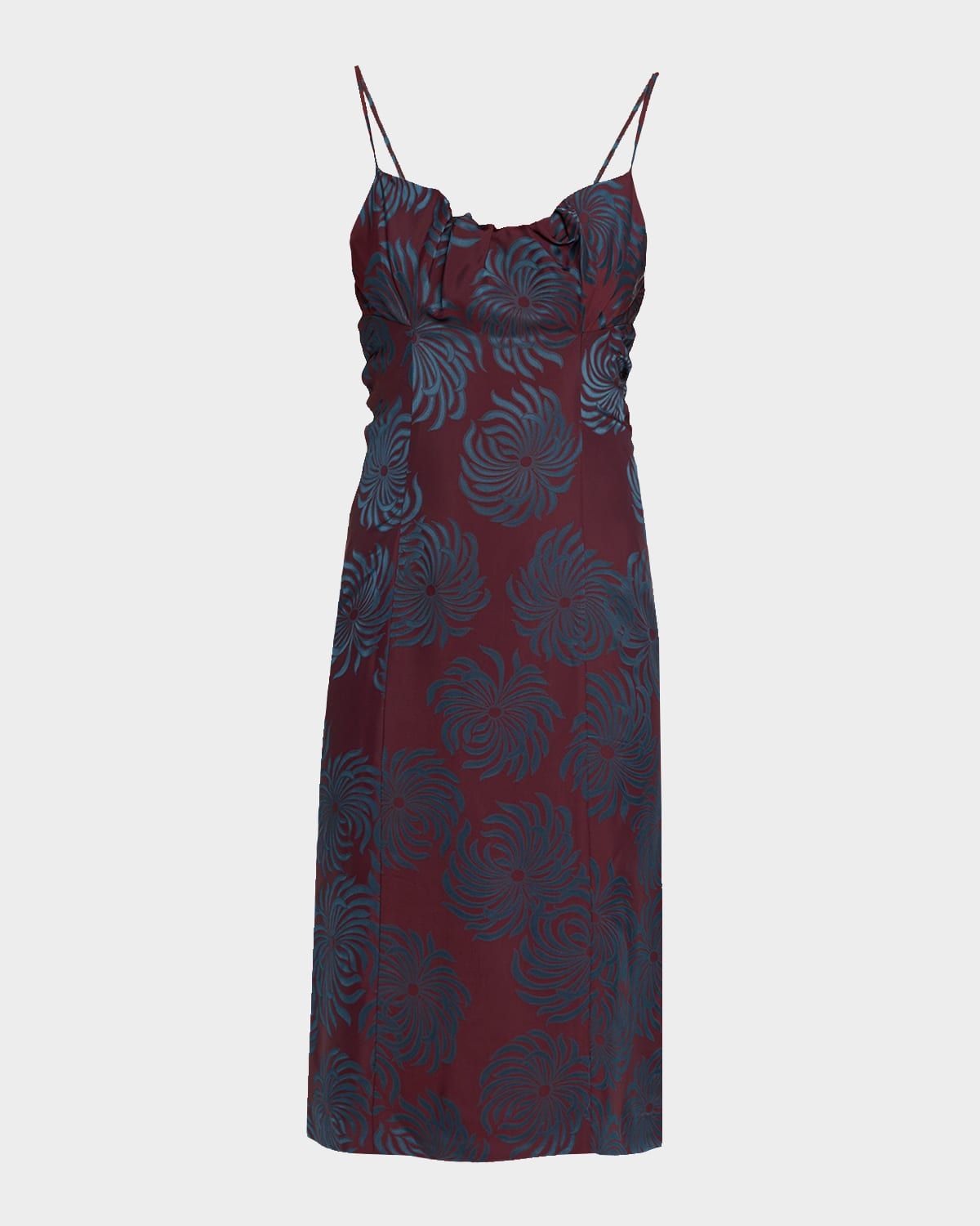 Dirios Abstract Jacquard Empire-Waist Dress