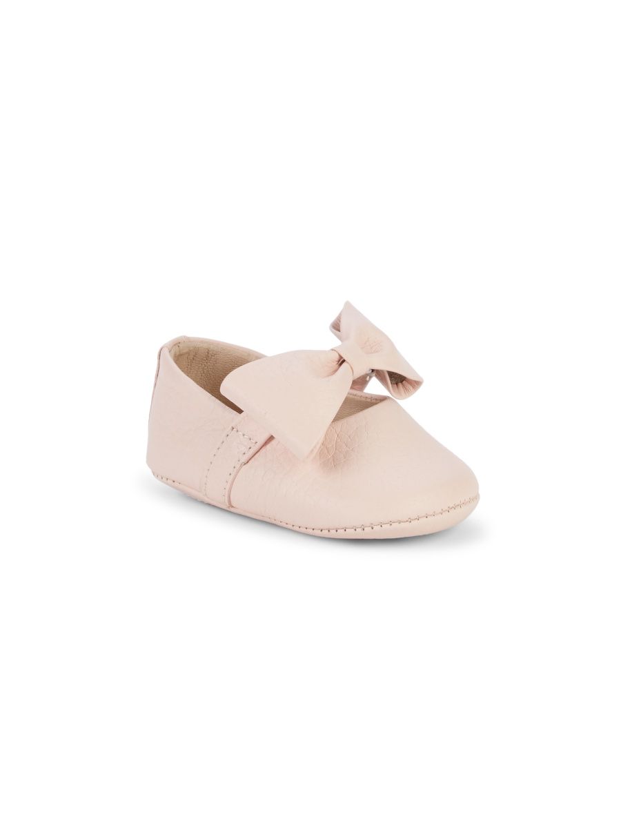 Elephantito Girl's Baby Girl's Leather Bow Ballerina Shoes - Pink - Size 3 (Baby)