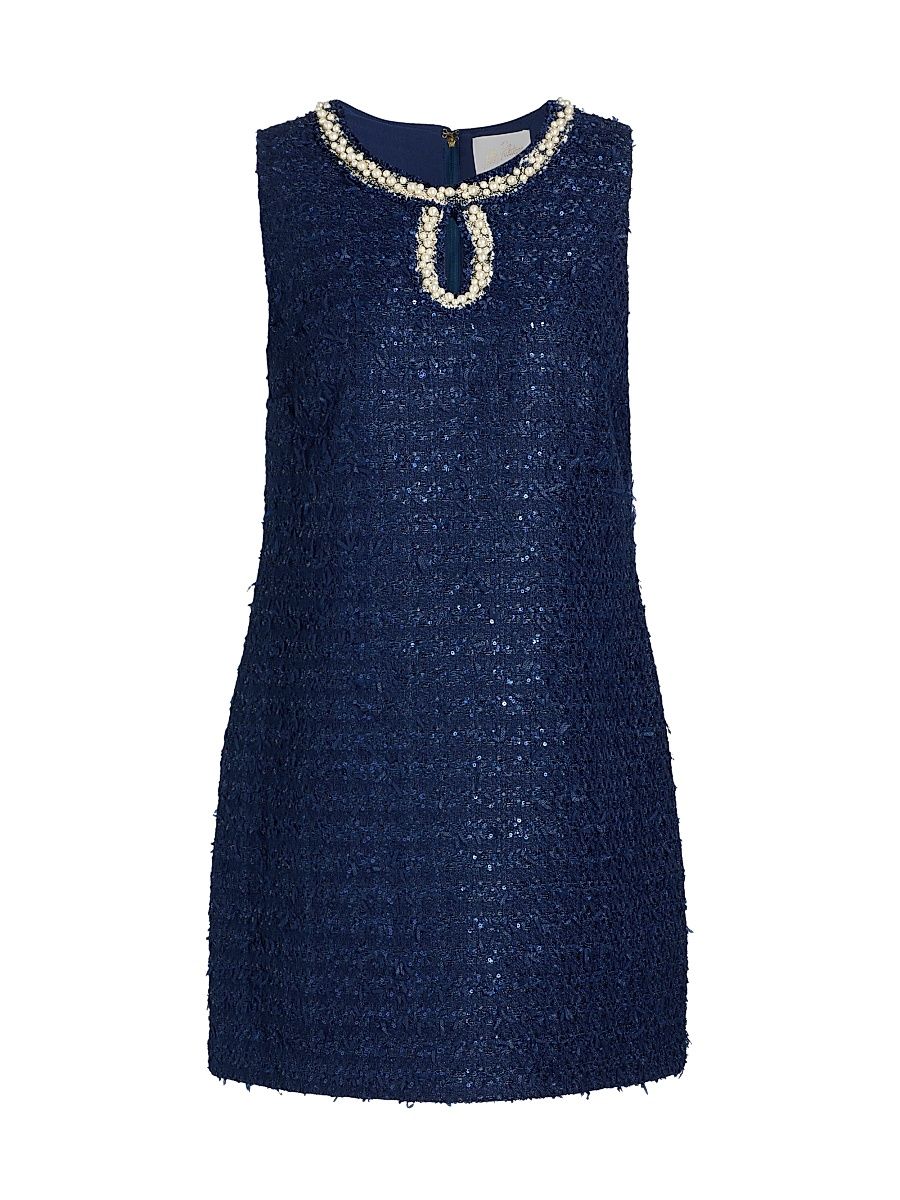 Women's Ronan Metallic Tweed Romper - Low Tide Navy - Size 16