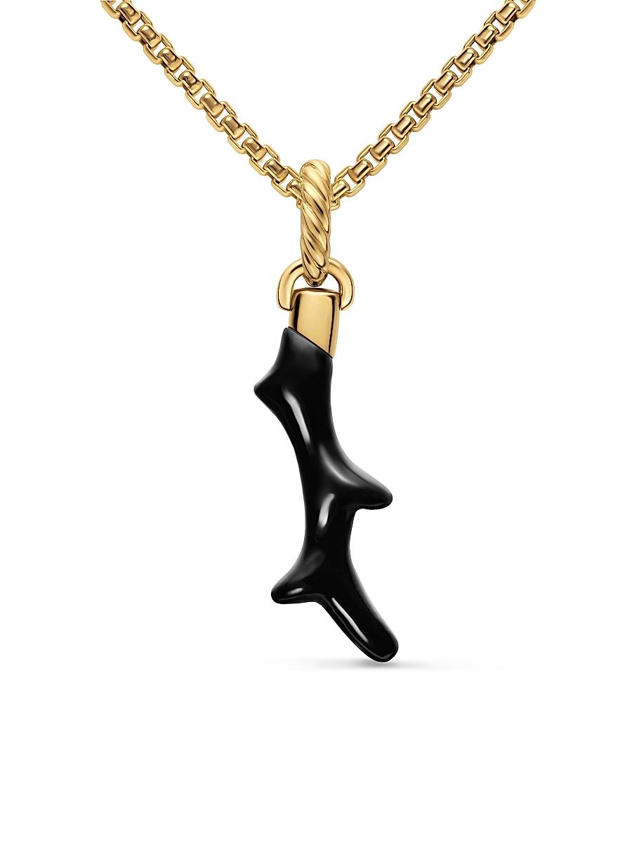David Yurman Women's Petite Coral Amulet in 18K Yellow Gold - Black Onyx