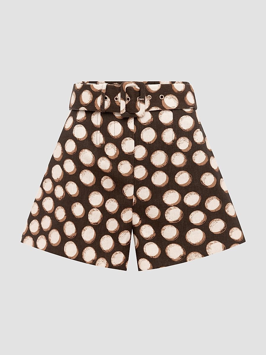 Women's Paula Corset Linen Shorts - Chocolate - Size 8