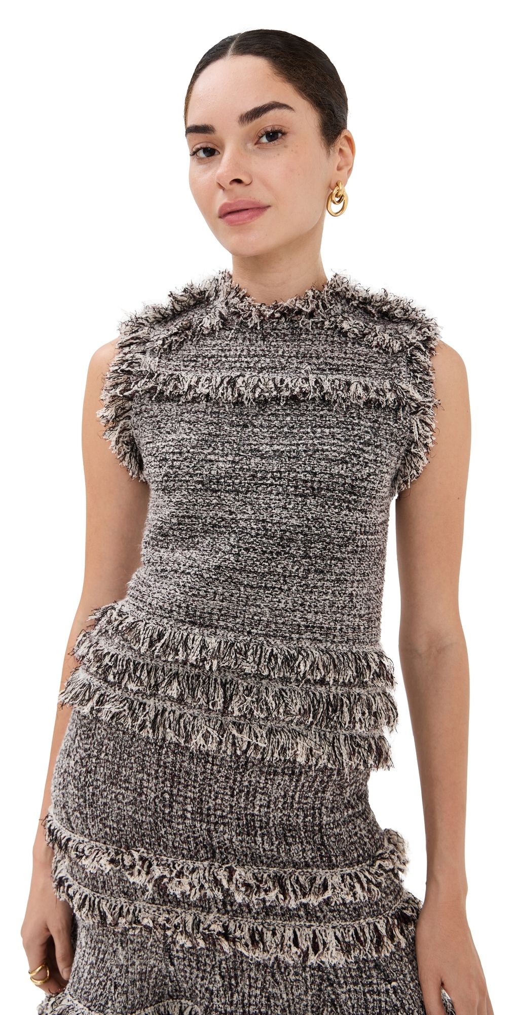 Ulla Johnson Kassi Knit Tweed Sleeveless Top Dawn P