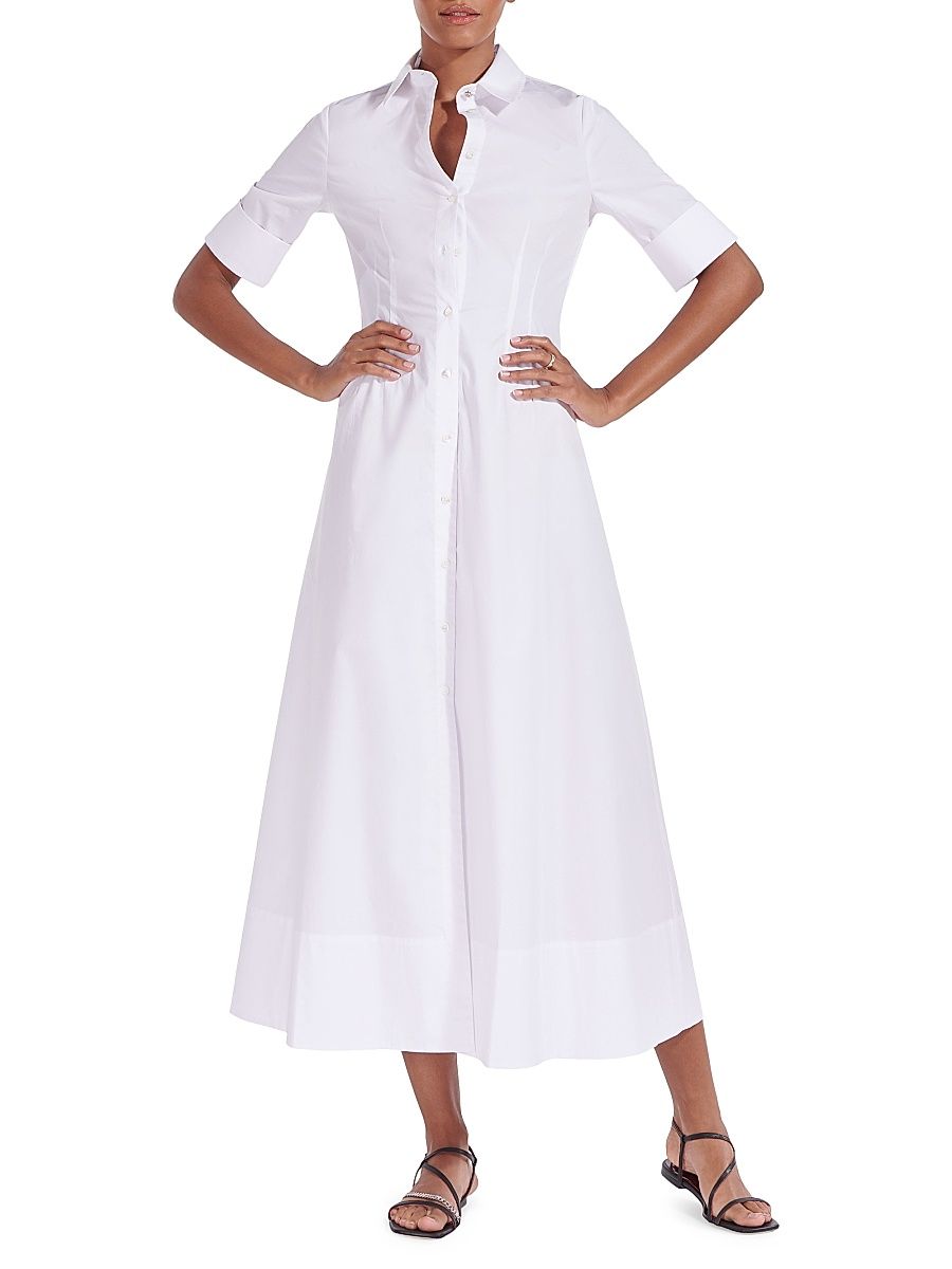 Women's Joan Collared Maxi Shirtdress - White - Size 6