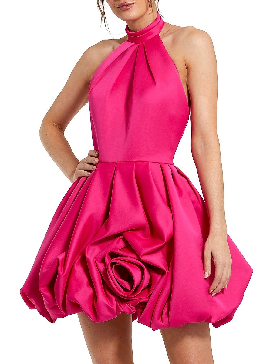 Women's Ieena Satin Bubble-Hem Minidress - Rose - Size 12