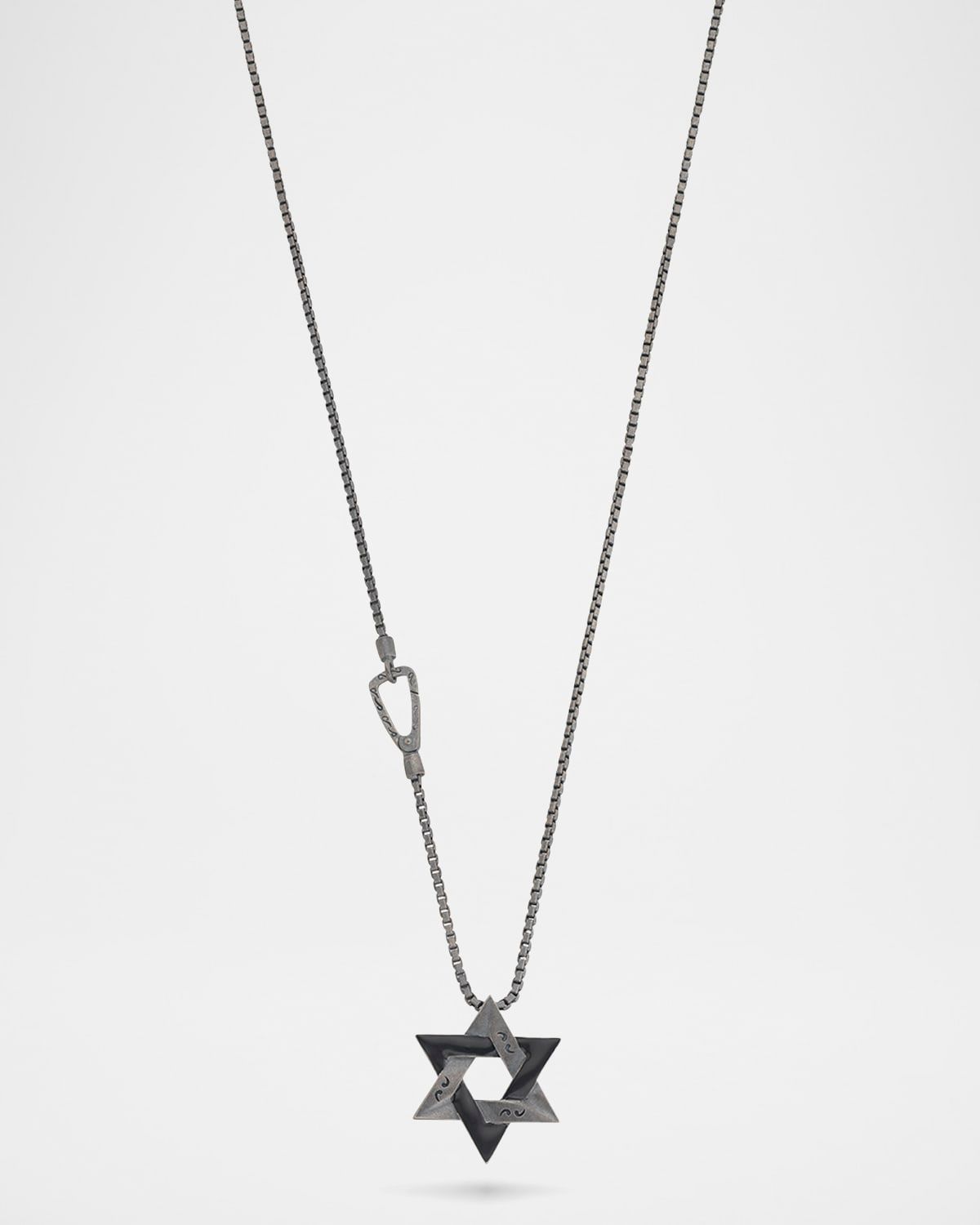 Men & apos;s Matte Burnished Silver Pendant Necklace with Enamel