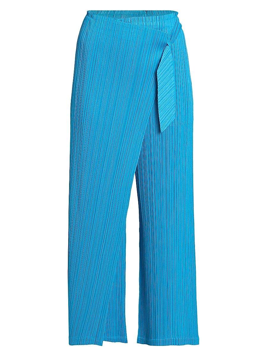 Women's Facade Plissé Wrap Pants - Saxe Blue - Size Large