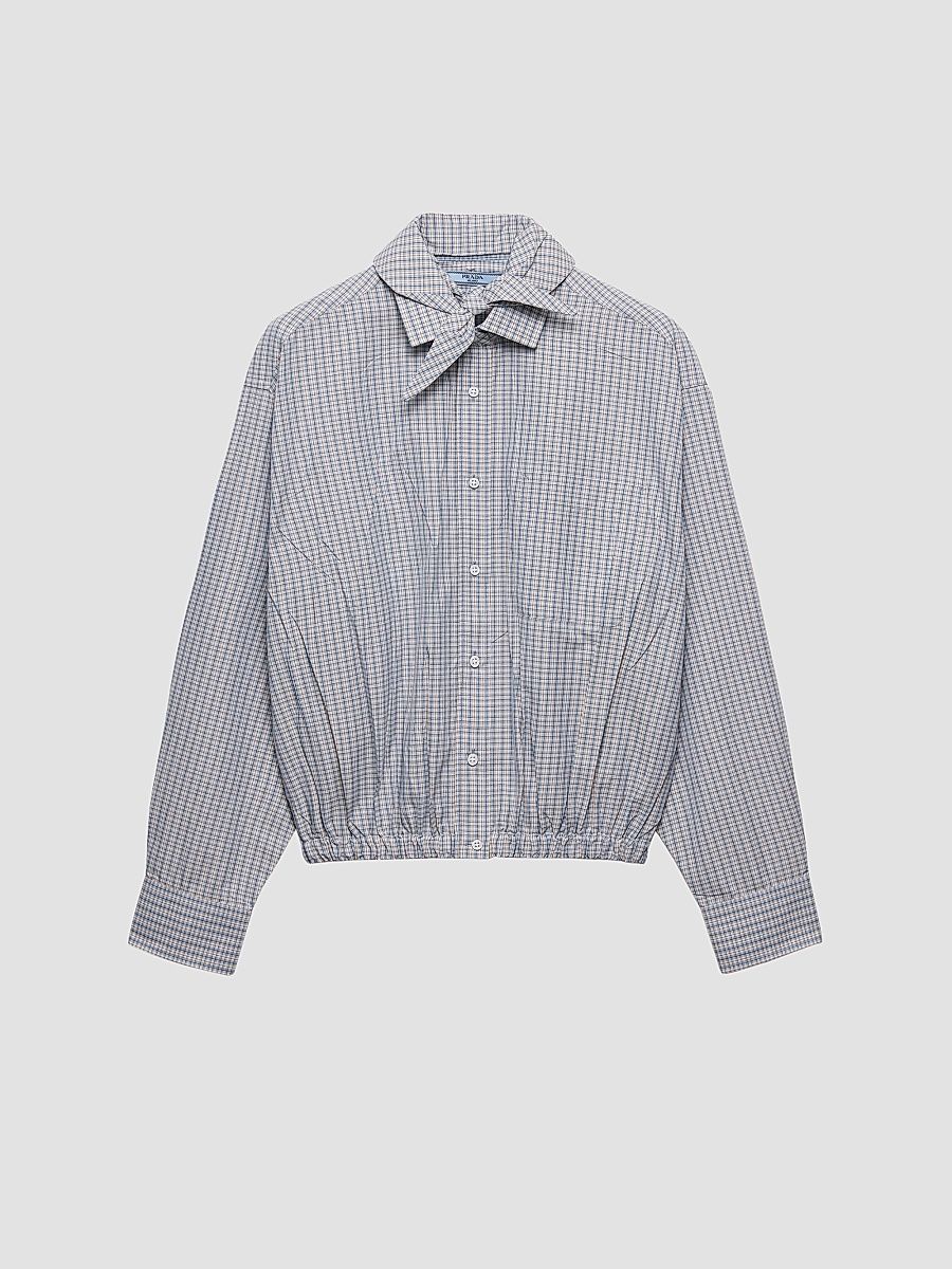 Women's Madras Fabric Shirt - Beige Multicolor - Size 2