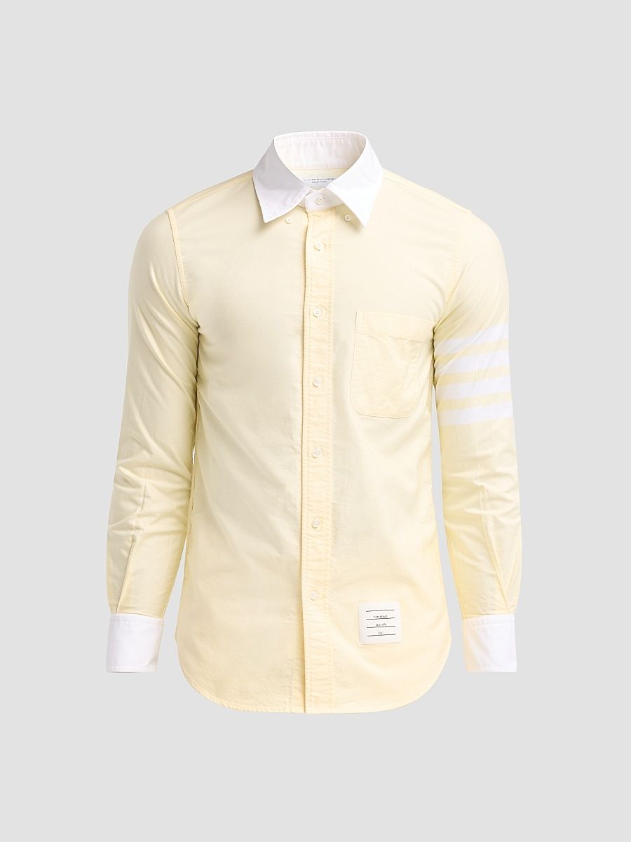 Men's Engineered 4-Bar Linen Straight-Fit Shirt - Medium Yellow - Size XXL
