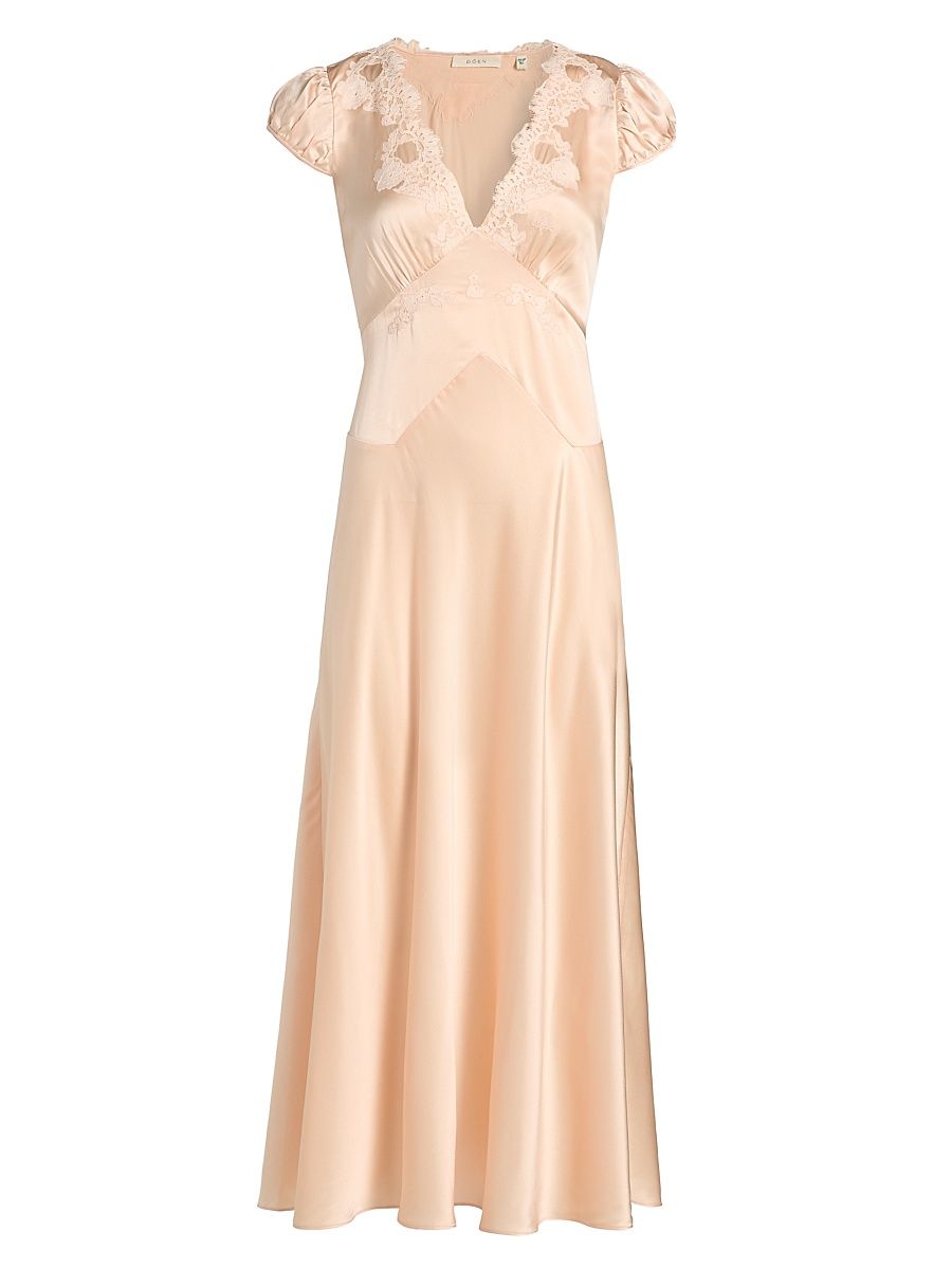 Women's Coraline Silk Lace-Trimmed Dress - Peach Sorbet - Size XXS