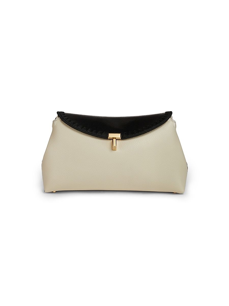 Women's T-Lock Leather Clutch - Black Milk