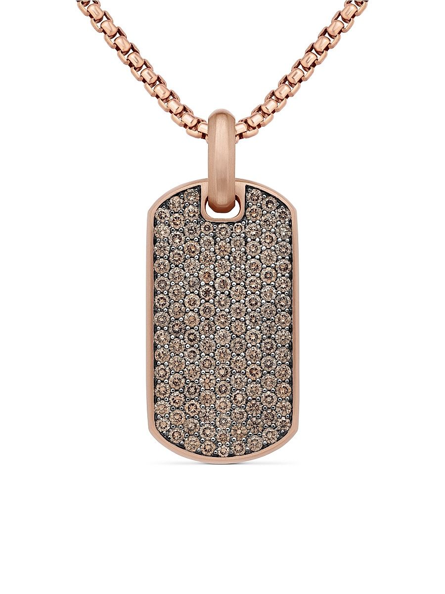 Men's Chevron Pavé Tag In 18K Rose Gold - Rose Gold