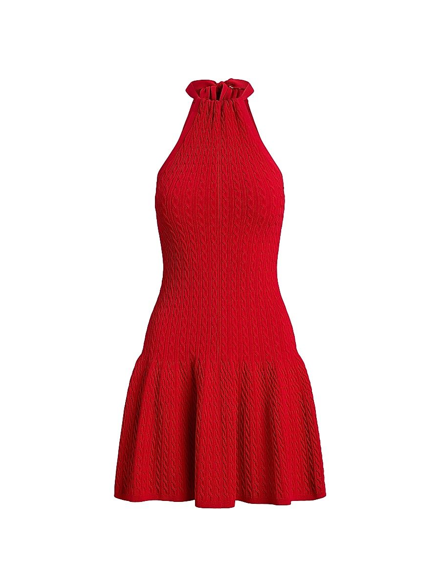 Women's Cable-Knit A-Line Minidress - Cruise Red - Size Large