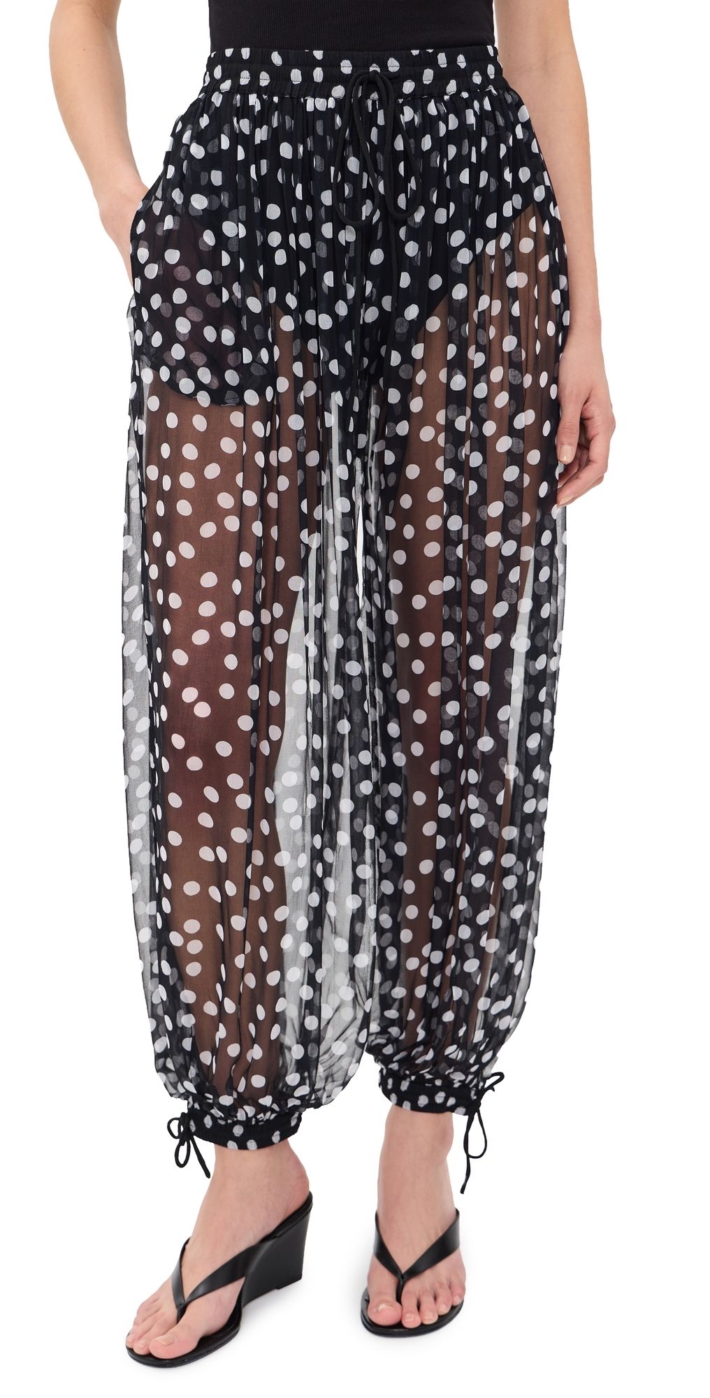 Leslie Amon Balloon Polka Pants Black Polka M