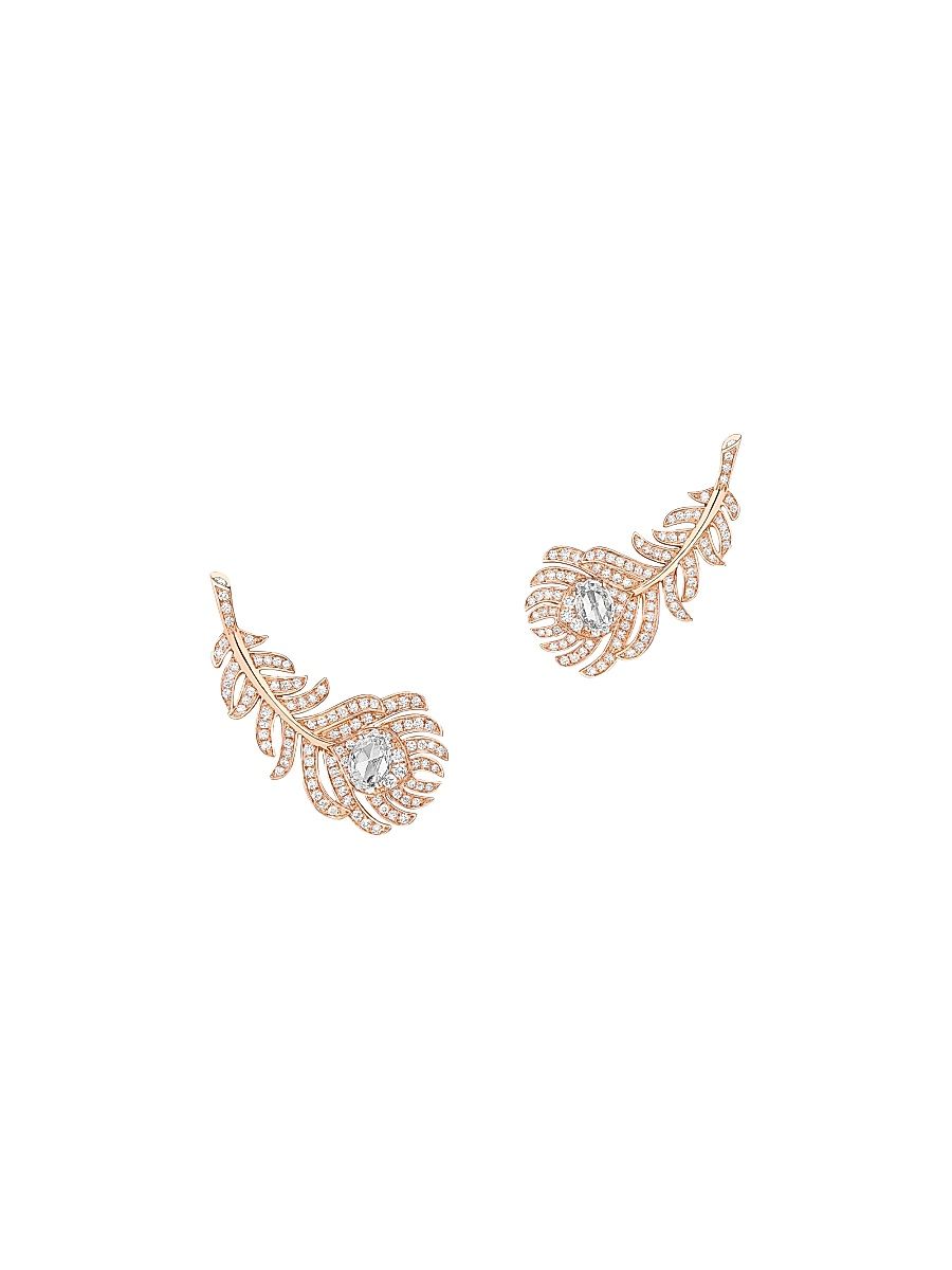 Women's Plume De Paon 18K Pink Gold & 0.23 TCW Diamond Earrings