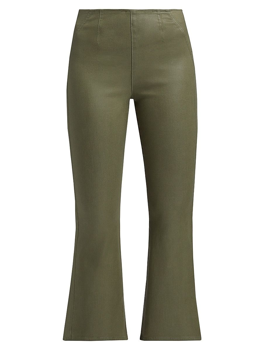 Women's Carson Off-Duty Flared Crop Jeans - Army High Gloss - Size XS