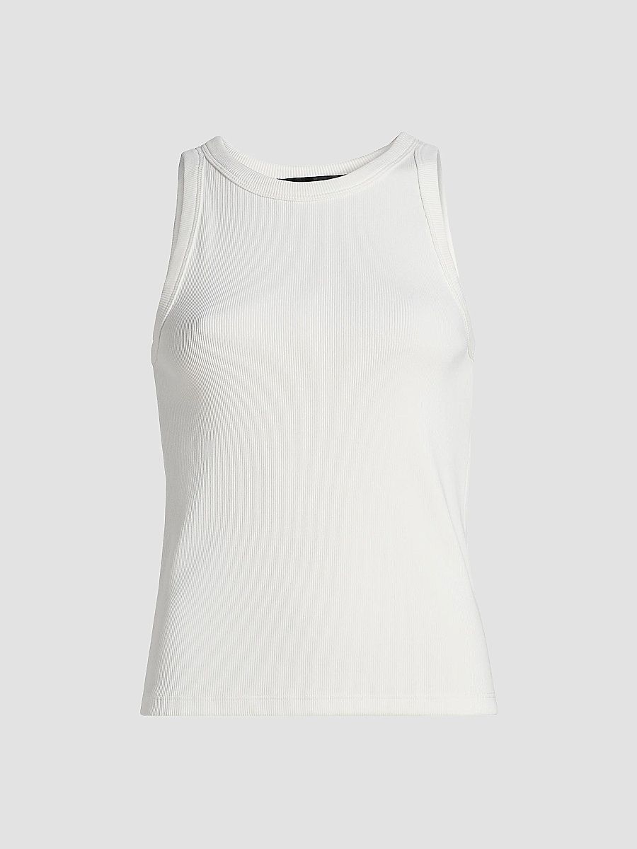 Jenni Kayne Women's Rib-Knit Cotton Tank - Ivory - Size XL