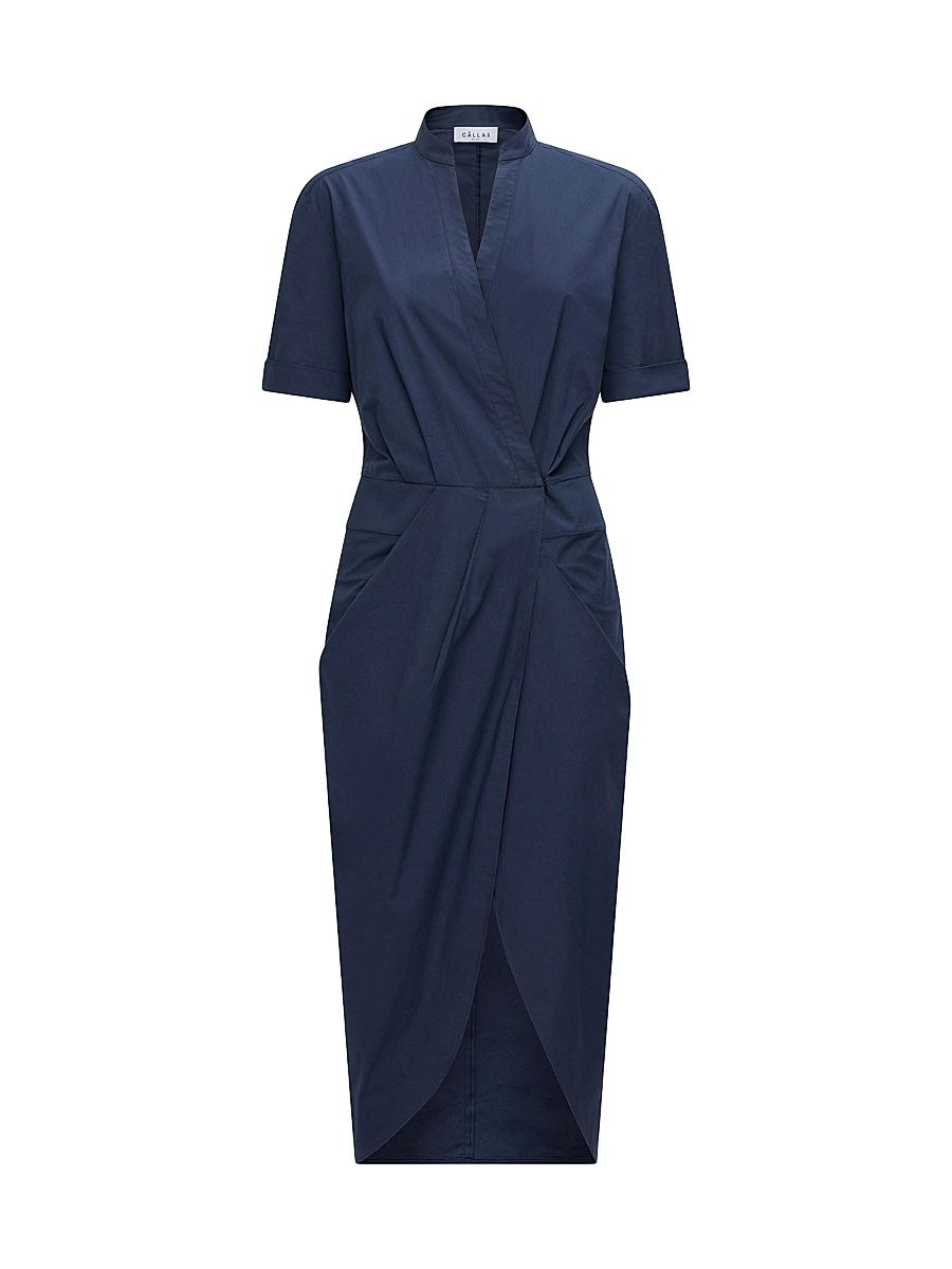 Callas Milano Women's Bali Wrap Shirtdress - Navy - Size 4