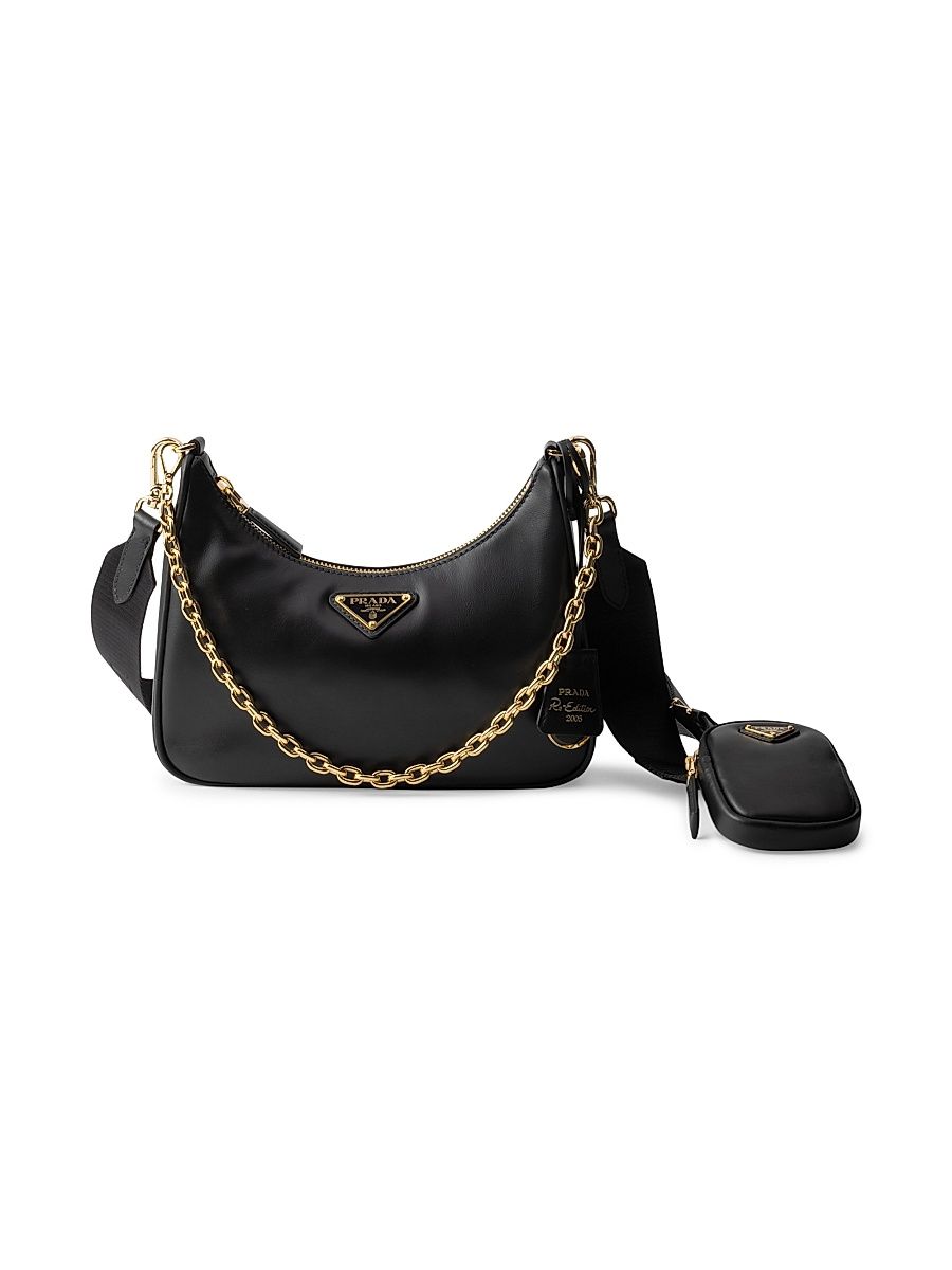 Women's Re-Edition 2005 Leather Shoulder Bag - Black