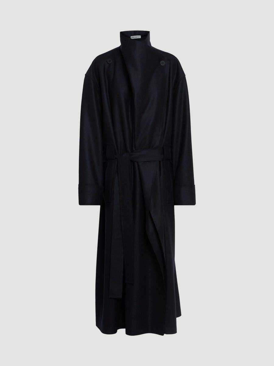 Issey Miyake Women's Shell Wool-Blend Coat - Black - Size Small
