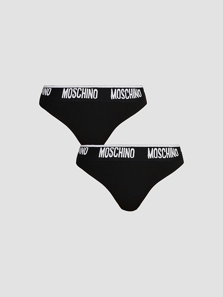 Women's 2-Pack Logo-Waistband Thong - Black - Size XL