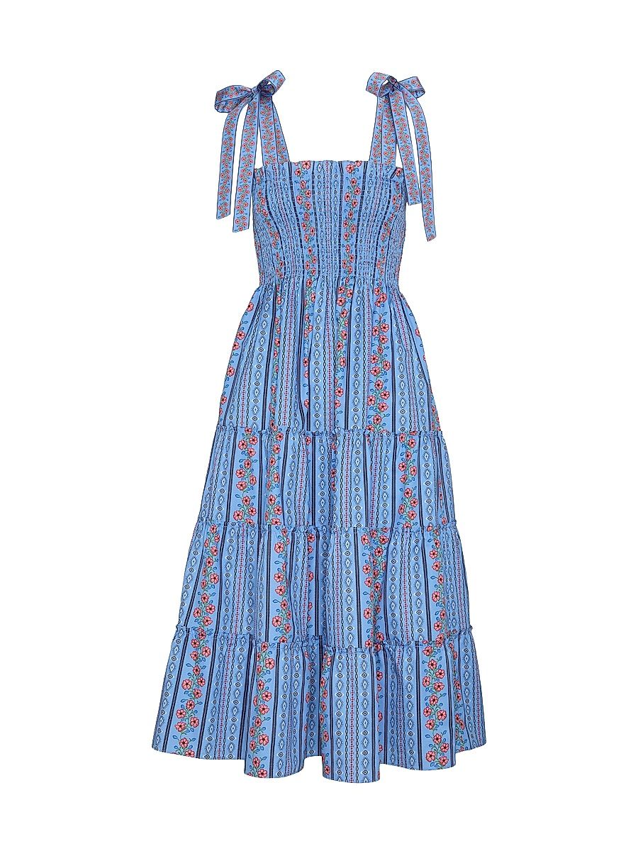 Women's The Ribbon Ellie Nap Dress - Blue Floral Batik Stripe - Size XXL