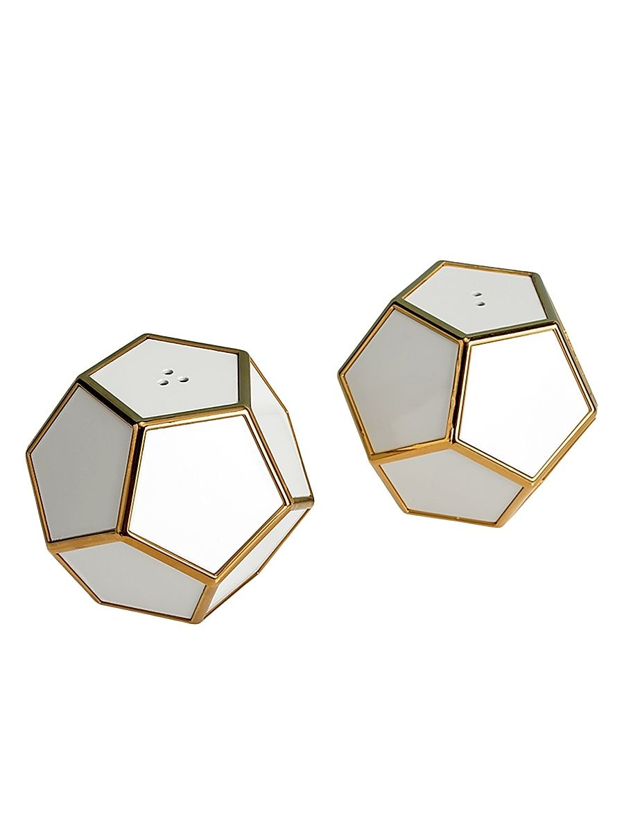 Pentagon Spice Jewels 2-Piece Salt & Pepper Shakers - White Gold