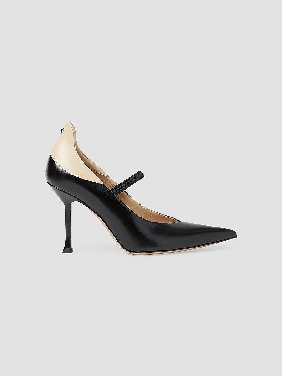 Women's 95MM Colorblocked Leather Mary Jane Pump - Nero - Size 7.5