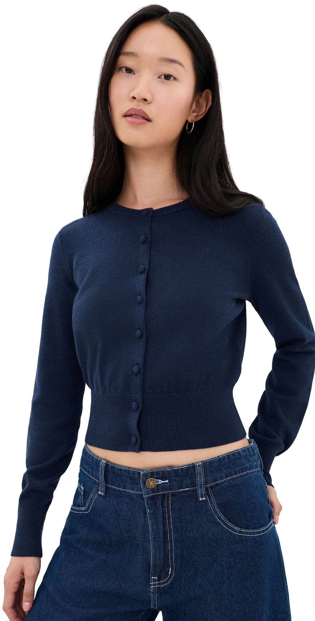 Good American The Fine Knit Cardigan New Navy002 XS
