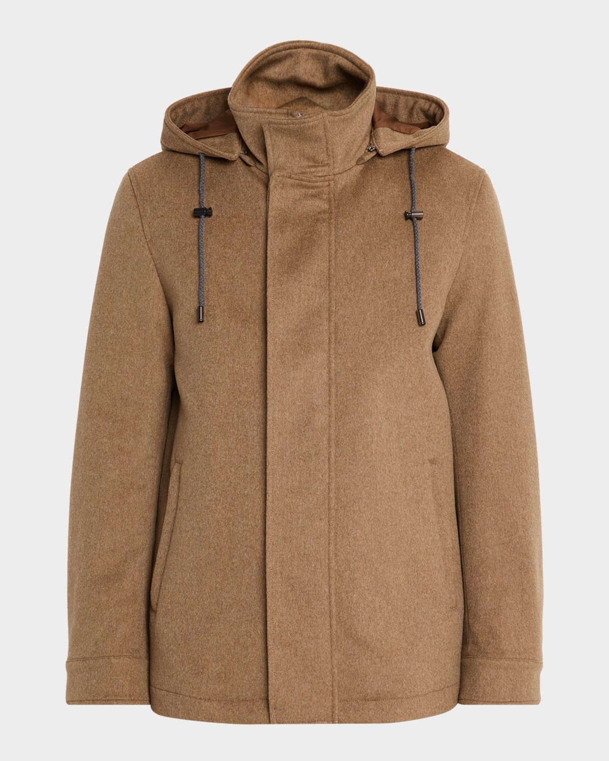 Men & apos;s Wool Hidden-Zip Car Coat with Hood